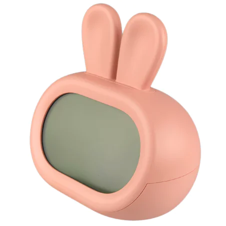 Oswietlenie-do-pokoju-dzieciecego - zegar z budzikiem różowy króliczek z wyświetlaczem prezent dla dziecka interblue 