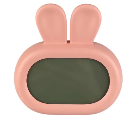 Oswietlenie-do-pokoju-dzieciecego - zegar z budzikiem różowy króliczek z wyświetlaczem prezent dla dziecka interblue 