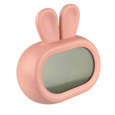 Oswietlenie-do-pokoju-dzieciecego - zegar z budzikiem różowy króliczek z wyświetlaczem prezent dla dziecka interblue 