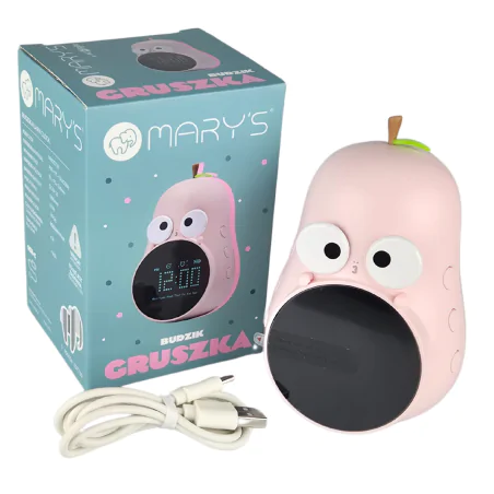 Oswietlenie-do-pokoju-dzieciecego - budzik dziecięcy z zegarkiem różowa gruszka prezent na dzień dziecka interblue 