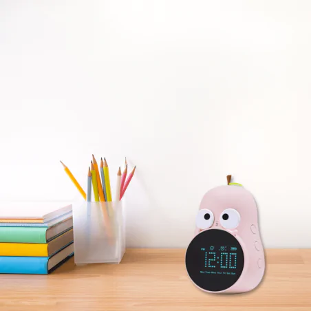 Oswietlenie-do-pokoju-dzieciecego - budzik dziecięcy z zegarkiem różowa gruszka prezent na dzień dziecka interblue 