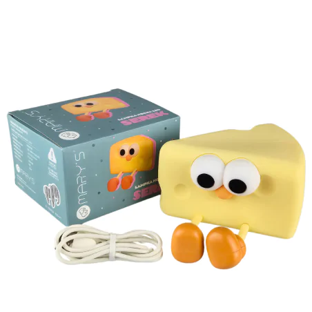 Oswietlenie-do-pokoju-dzieciecego - lampka nocna led dziecięca żółty serek świecąca zabawka interblue 