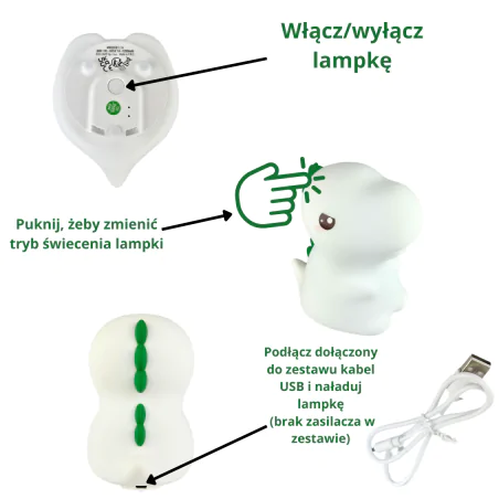 Oswietlenie-do-pokoju-dzieciecego - lampka nocna do zasypiania dla dzieci dinozaur miękka zabawka t-rex interblue 
