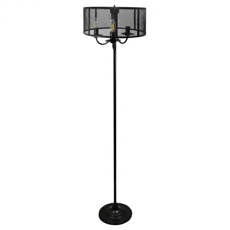 Lampy-stojace - lampa stojąca podłogowa w metalowej obudowie czarna 3x12w e14 il mio soho polux 