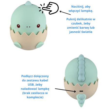 Oswietlenie-do-pokoju-dzieciecego - lampka nocna led dla dzieci baby dino niebieski prezent dla niemowlaka interblue 