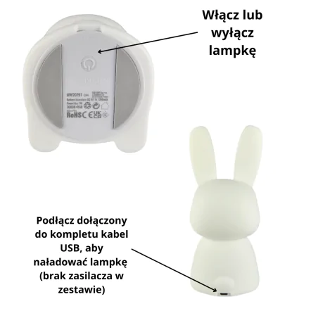 Oswietlenie-do-pokoju-dzieciecego - lampka nocna dla dzieci zajączek ze zmienną barwą światła prezent interblue 