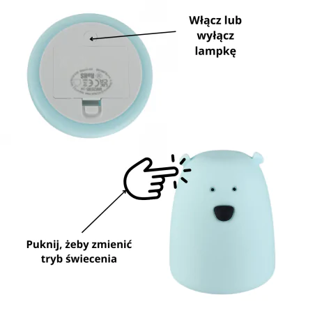 Oswietlenie-do-pokoju-dzieciecego - lampka nocna dziecięca na baterie niebieski miś prezent dla niemowlaka interblue 
