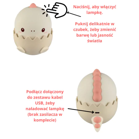 Oswietlenie-do-pokoju-dzieciecego - lampka nocna dla dziecka baby dino różowy prezent na baby shower interblue 