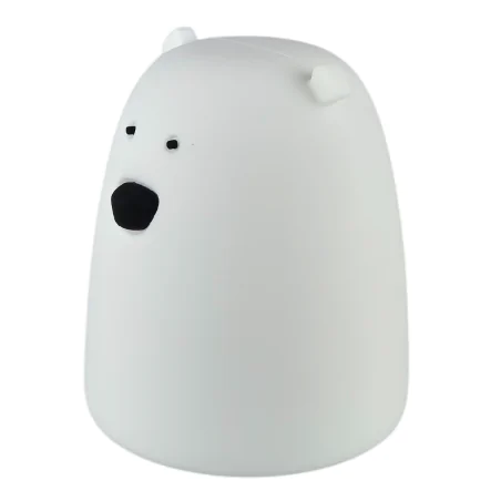 Oswietlenie-do-pokoju-dzieciecego - lampka nocna biały miś na baterie z regulacją światła prezent na roczek interblue 