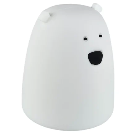 Oswietlenie-do-pokoju-dzieciecego - lampka nocna biały miś na baterie z regulacją światła prezent na roczek interblue 