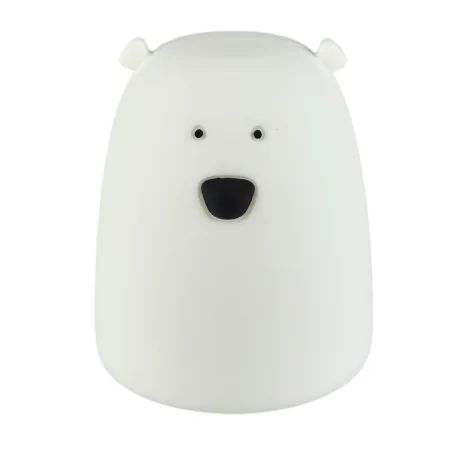Oswietlenie-do-pokoju-dzieciecego - lampka nocna biały miś na baterie z regulacją światła prezent na roczek interblue 