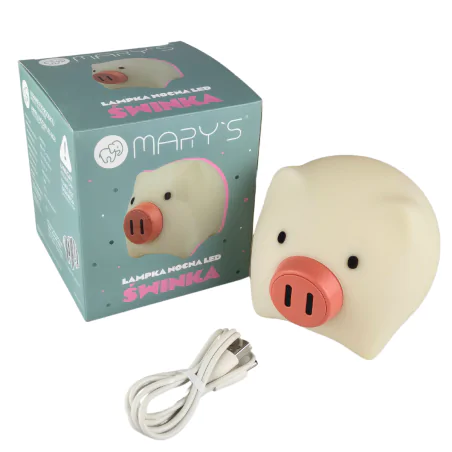 Oswietlenie-do-pokoju-dzieciecego - lampka nocna stołowa led w kształcie świnki interblue 
