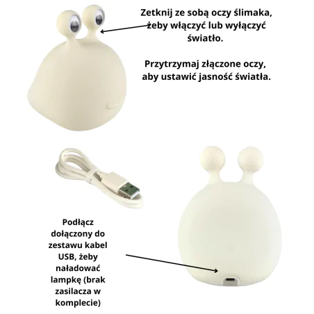 Oswietlenie-do-pokoju-dzieciecego - lampka nocna led stołowa prezent dla dziecka uroczy ślimak interblue 