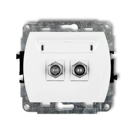 Gniazda-antenowe - gf-2 gniazdo podwójne antenowe typu f (sat) niklowany białe trend karlik 