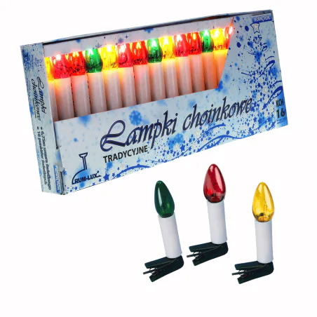 Oswietlenie-choinkowe - lampki na choinkę tradycyjne 16 kolorowych żarówek prl 