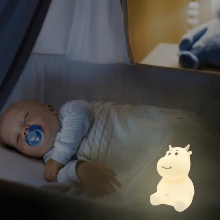 Oswietlenie-do-pokoju-dzieciecego - lampka nocna led miękka krówka różowa z regulowanym światłem prezent z okazji urodzin interblue 