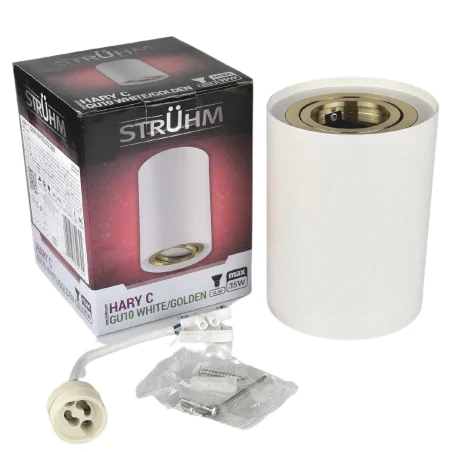 Oprawy-sufitowe - 04239 biało złota tuba oprawa sufitowa hary c gu10  ideus 