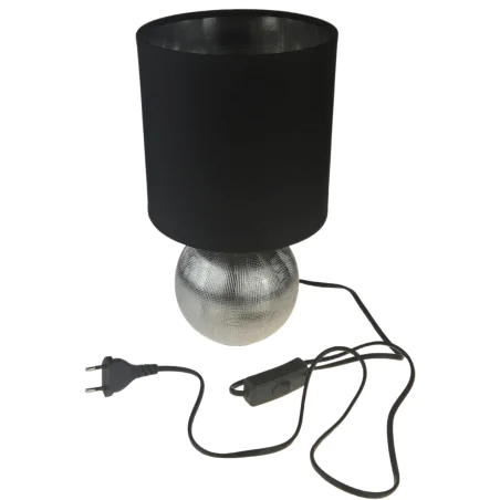 Lampki-nocne - stylowa lampka na stolik w stylu glamour hit perlo silver/black 03290 ideus 