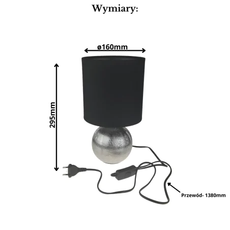 Lampki-nocne - stylowa lampka na stolik w stylu glamour hit perlo silver/black 03290 ideus 