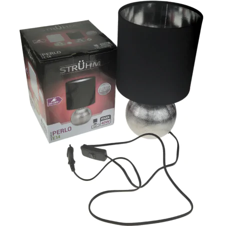 Lampki-nocne - stylowa lampka na stolik w stylu glamour hit perlo silver/black 03290 ideus 