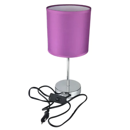 Lampki-nocne - urocza fioletowa lampka glamour z chromowaną nóżką agnes e14 purple 03148 ideus 