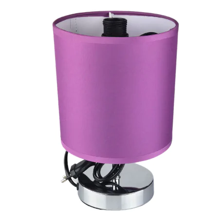 Lampki-nocne - urocza fioletowa lampka glamour z chromowaną nóżką agnes e14 purple 03148 ideus 