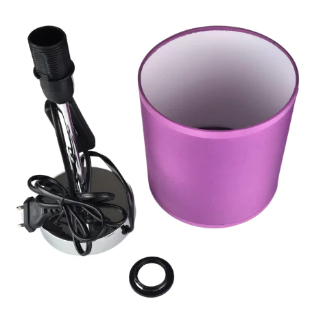 Lampki-nocne - urocza fioletowa lampka glamour z chromowaną nóżką agnes e14 purple 03148 ideus 
