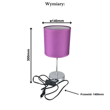 Lampki-nocne - urocza fioletowa lampka glamour z chromowaną nóżką agnes e14 purple 03148 ideus 
