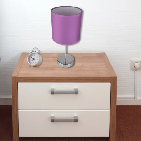 Lampki-nocne - urocza fioletowa lampka glamour z chromowaną nóżką agnes e14 purple 03148 ideus 