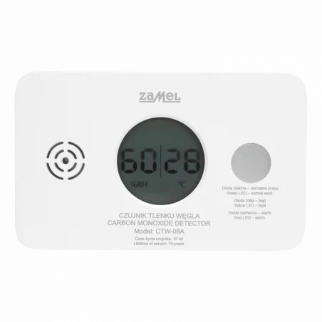 Czujniki-czadu - czujnik czadu tlenku węgla zasilany bateriami zamel 