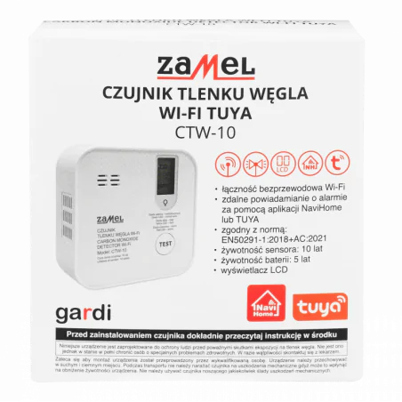 Czujniki-czadu - detektor czadu wifi na aplikację tuya zamel 