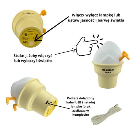 Oswietlenie-do-pokoju-dzieciecego - lampka nocna dziecięca led lodo-kaczka prezent zabawka interblue 