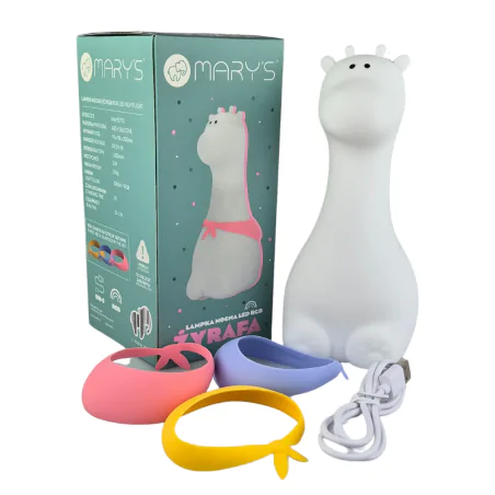 Oswietlenie-do-pokoju-dzieciecego - lampka nocna led dziecięca z kolorowymi chustkami żyrafa prezent urodzinowy interblue 