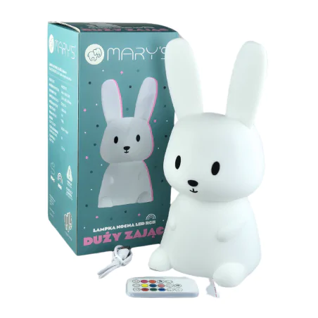 Oswietlenie-do-pokoju-dzieciecego - lampka nocna led dla dzieci biały królik na pilota interblue 