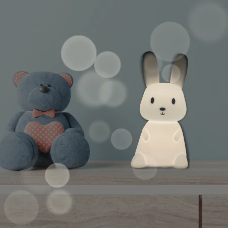 Oswietlenie-do-pokoju-dzieciecego - lampka nocna led dla dzieci biały królik na pilota interblue 