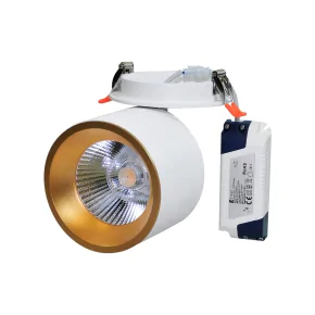 Oprawy-sufitowe - oczko przegubowe podtynkowe biało-złote haron 20w 1500lm 309464 polux 