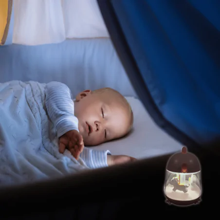 Oswietlenie-do-pokoju-dzieciecego - lampka nocna z pozytywką z melodią karuzela dla dziecka prezent na chrzest interblue 