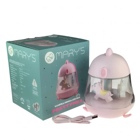 Oswietlenie-do-pokoju-dzieciecego - lampka nocna z pozytywką z melodią karuzela dla dziecka prezent na chrzest interblue 