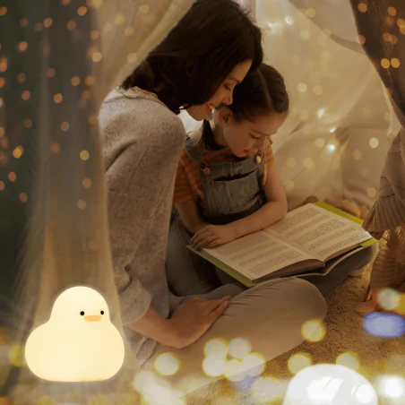 Oswietlenie-do-pokoju-dzieciecego - lampka nocna led silikonowa dziecięca zabawka miękka kaczuszka interblue 