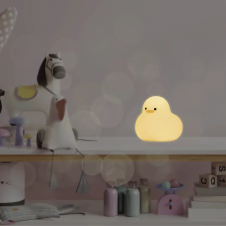 Oswietlenie-do-pokoju-dzieciecego - lampka nocna led silikonowa dziecięca zabawka miękka kaczuszka interblue 