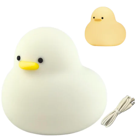 Oswietlenie-do-pokoju-dzieciecego - lampka nocna led silikonowa dziecięca zabawka miękka kaczuszka interblue 