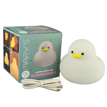 Oswietlenie-do-pokoju-dzieciecego - lampka nocna led silikonowa dziecięca zabawka miękka kaczuszka interblue 