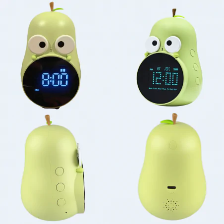 Oswietlenie-do-pokoju-dzieciecego - budzik dziecięcy led w kształcie zielonej gruszki prezent urodzinowy interblue 