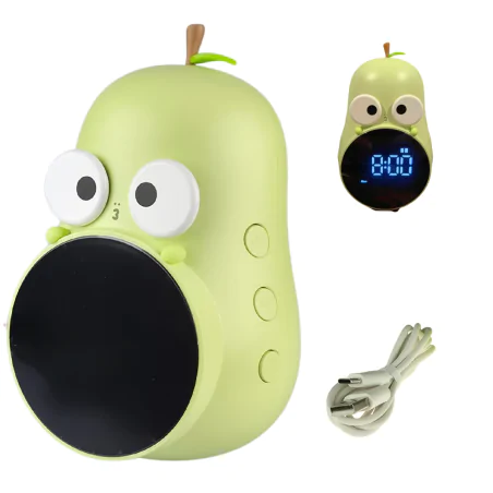 Oswietlenie-do-pokoju-dzieciecego - budzik dziecięcy led w kształcie zielonej gruszki prezent urodzinowy interblue 