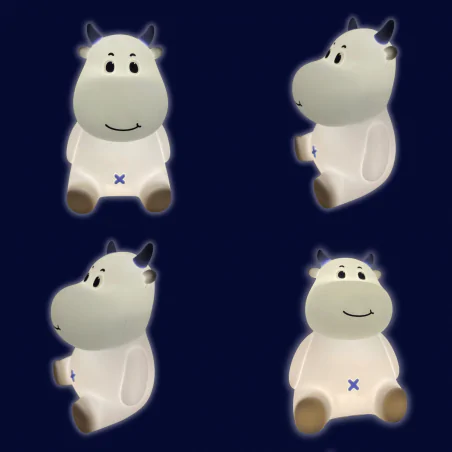 Oswietlenie-do-pokoju-dzieciecego - lampka nocna led dziecięca biało-niebieska krówka prezent na urodziny interblue 