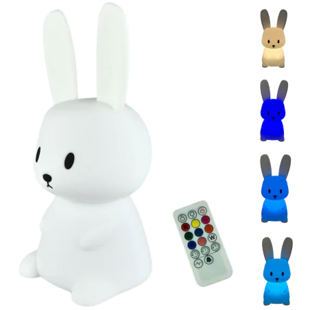 Oswietlenie-do-pokoju-dzieciecego - lampka nocna dla dzieci zajączek ze zmienną barwą światła prezent interblue 