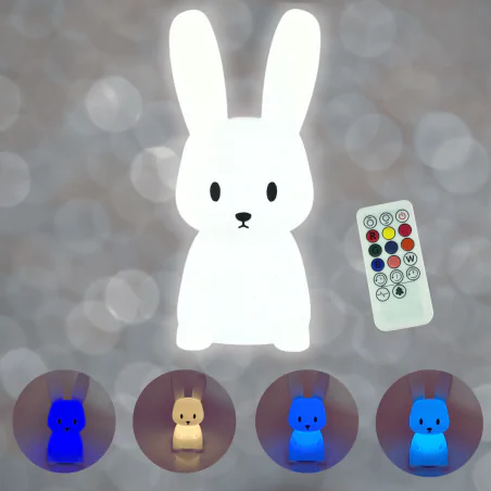 Oswietlenie-do-pokoju-dzieciecego - lampka nocna dla dzieci zajączek ze zmienną barwą światła prezent interblue 
