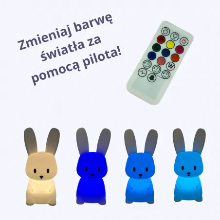 Oswietlenie-do-pokoju-dzieciecego - lampka nocna dla dzieci zajączek ze zmienną barwą światła prezent interblue 