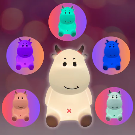 Oswietlenie-do-pokoju-dzieciecego - lampka nocna led miękka krówka różowa z regulowanym światłem prezent z okazji urodzin interblue 