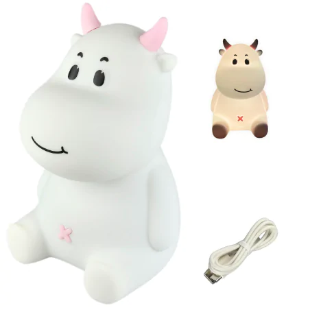 Oswietlenie-do-pokoju-dzieciecego - lampka nocna led miękka krówka różowa z regulowanym światłem prezent z okazji urodzin interblue 